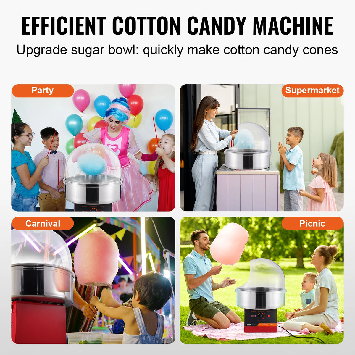 SucceBuy Commercial Electric Cotton Candy Maker With Steel Bowl