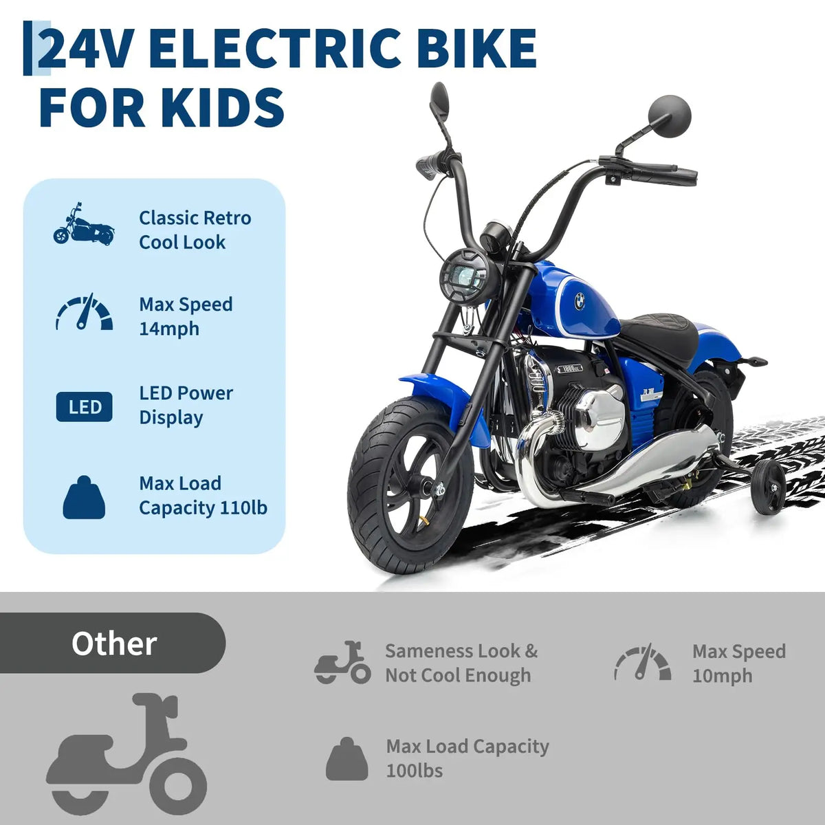 HiMISS Kids Electric Brushless Dirt Bike With LED Lights
