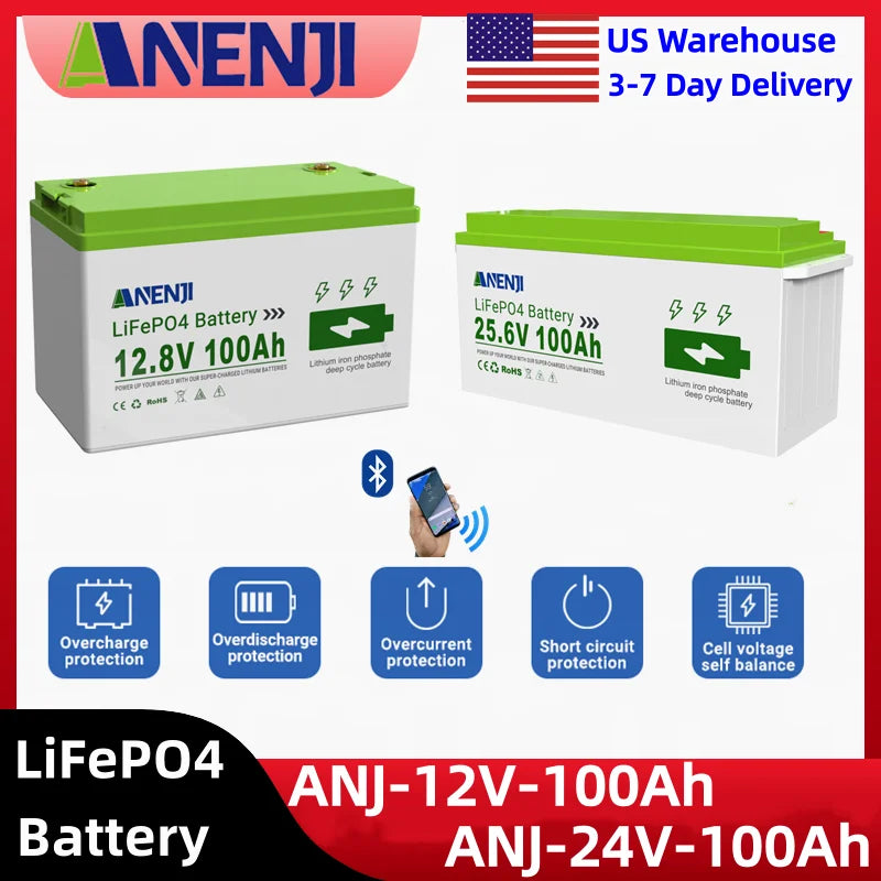 ANENJI LiFePO4 Solar Battery With BMS For Home Energy Storage