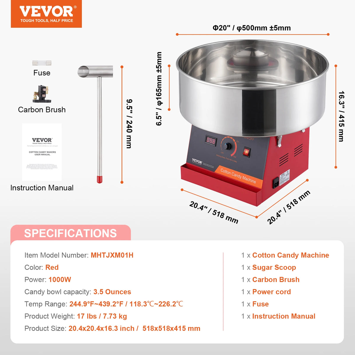 SucceBuy Commercial Electric Cotton Candy Maker With Steel Bowl