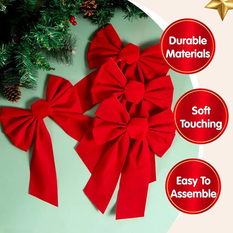 Joyfy Christmas Velvet Bows for Wreaths Garlands and Tree Decor