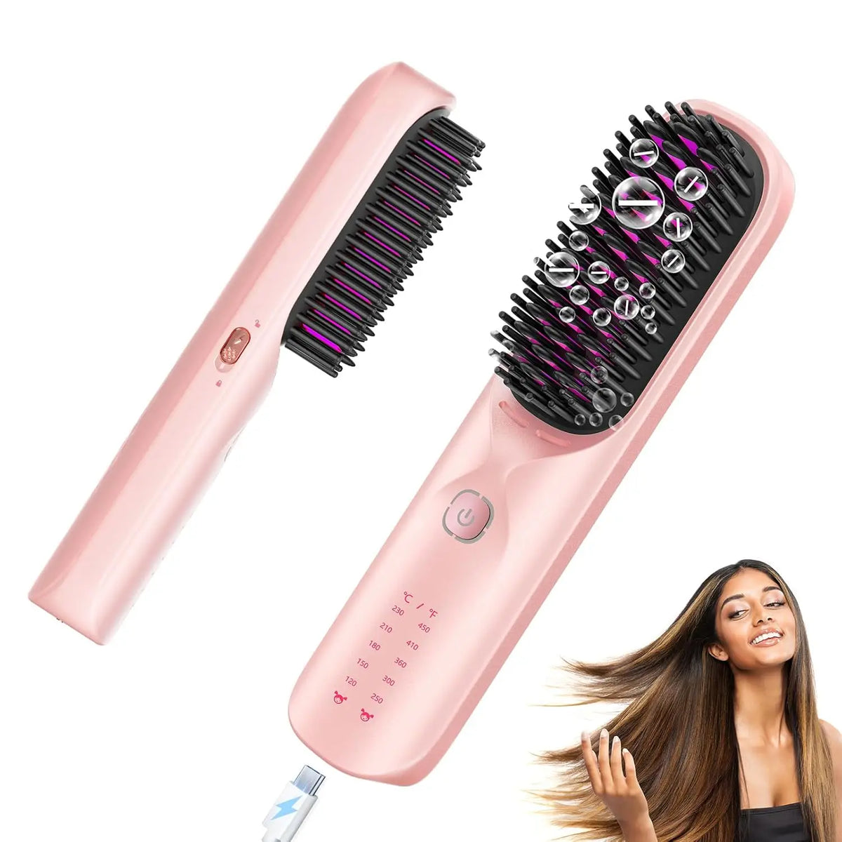 BOPCAL Cordless Hair Straightening Comb Fast Heat Ionic Frizz Control