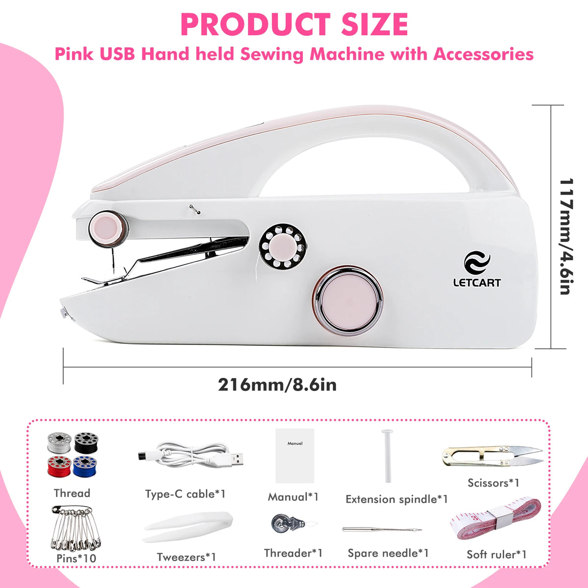 LetCartMaker Portable Electric Sewing Machine With Needlework Kit