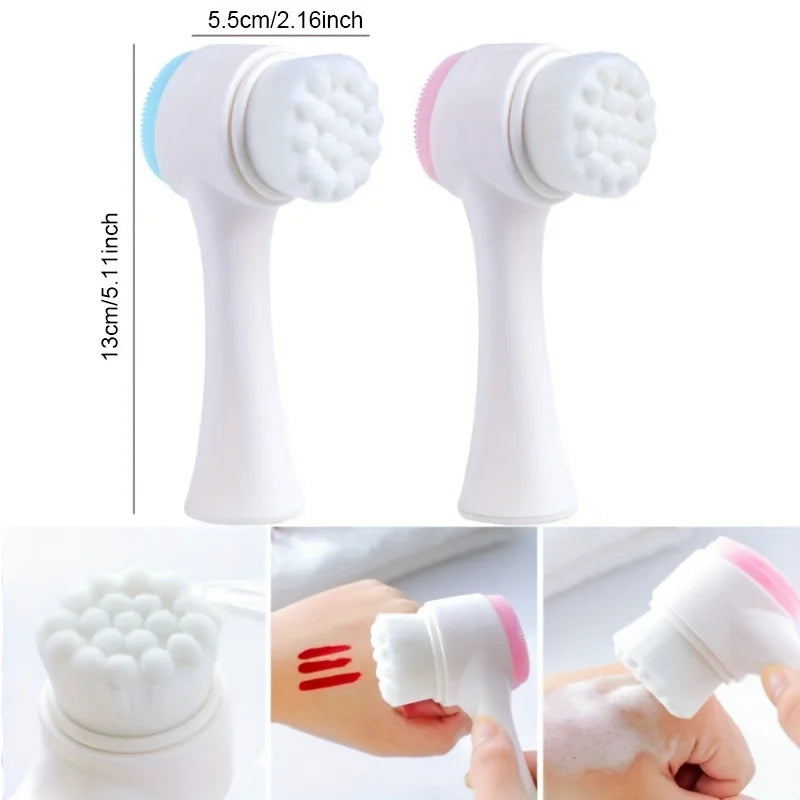 Double Sided Silicone Facial Cleansing Brush For Pore Exfoliation