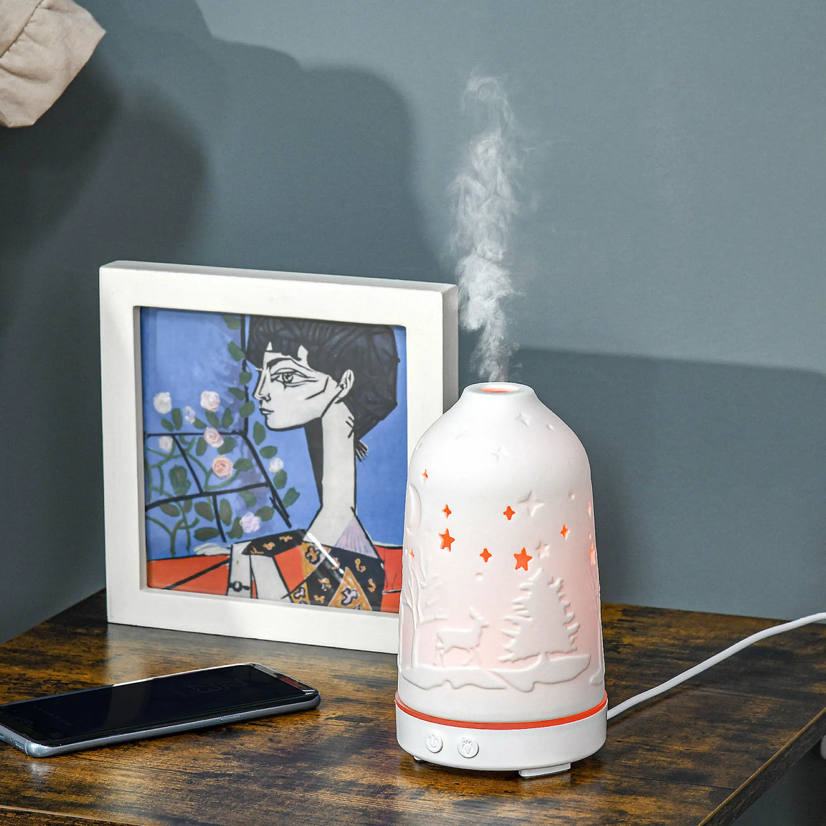 HOMCOM Ultrasonic Aromatherapy Diffuser With LED Lights