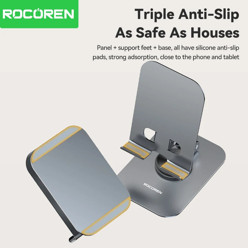 Rocoren Foldable Metal Desktop Phone Stand With 360 Degree Rotation