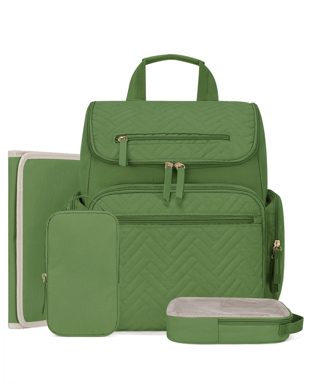 Kabaqoo Waterproof Diaper Backpack With Changing Pad And Organizer Pouches