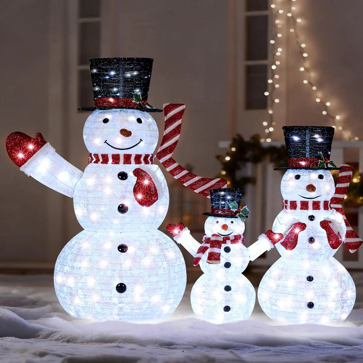 Joyfy Collapsible Snowman LED Yard Lights for Christmas Holiday Decor