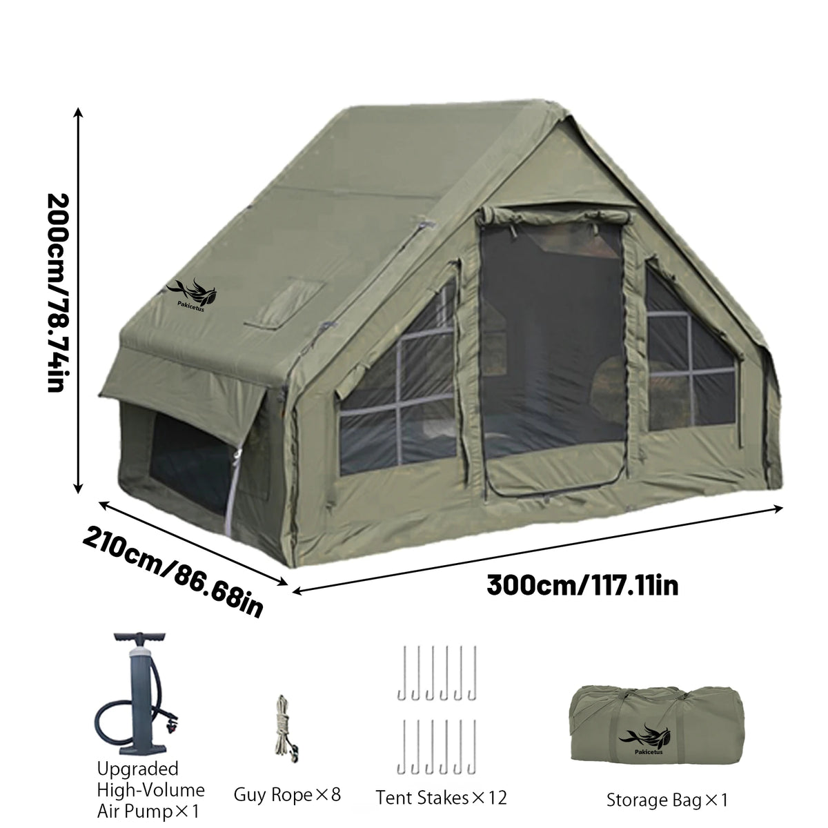 Pakicetus Inflatable Camping Tent With Skylight And Quick Setup