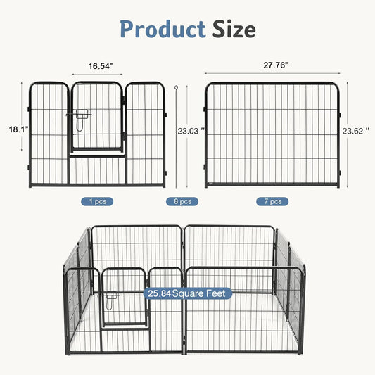 JHK Foldable Metal Dog Playpen for Indoor and Outdoor Use