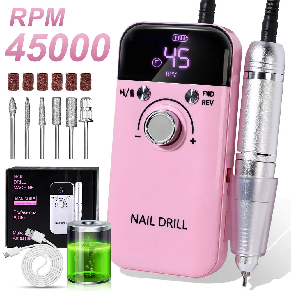 Limegirl Rechargeable Electric Nail Drill and Polishing File Kit