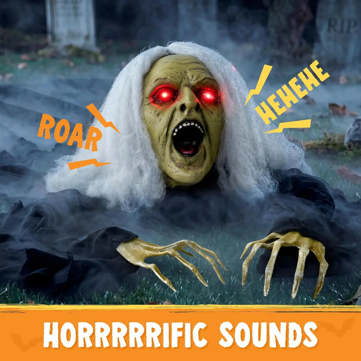 Joyfy Zombie Witch Halloween Decoration With Sound And Lighted Eyes