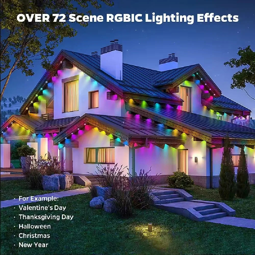 RGBIC Permanent Outdoor LED Eave Lights With App Music Sync