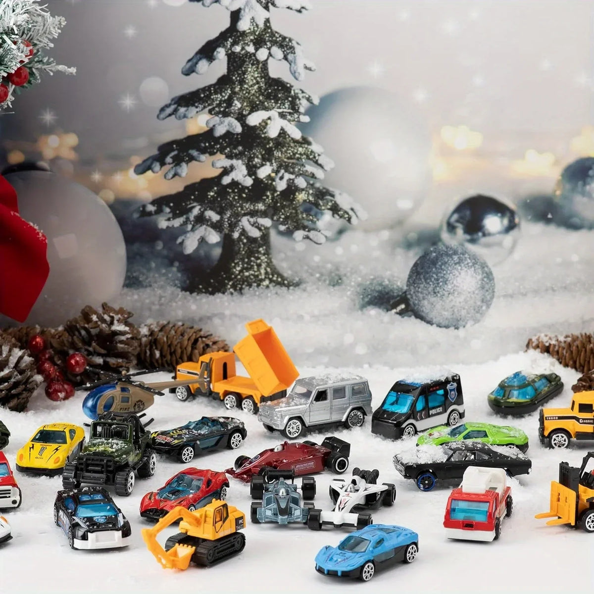 Joyfy Christmas Vehicle Advent Calendar With 24 Die Cast Cars