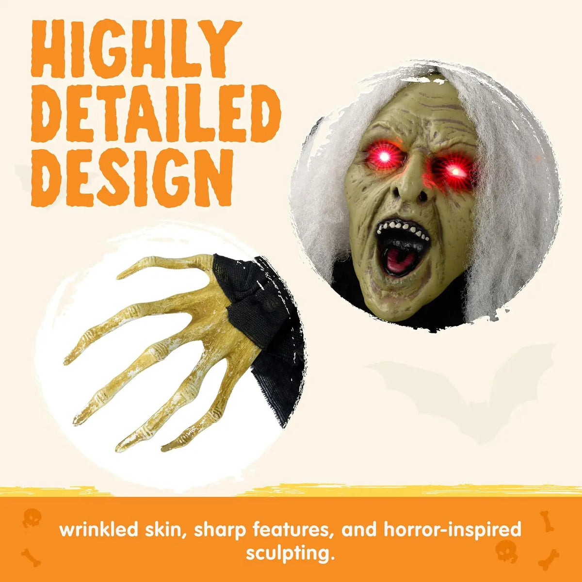 Joyfy Zombie Witch Halloween Decoration With Sound And Lighted Eyes
