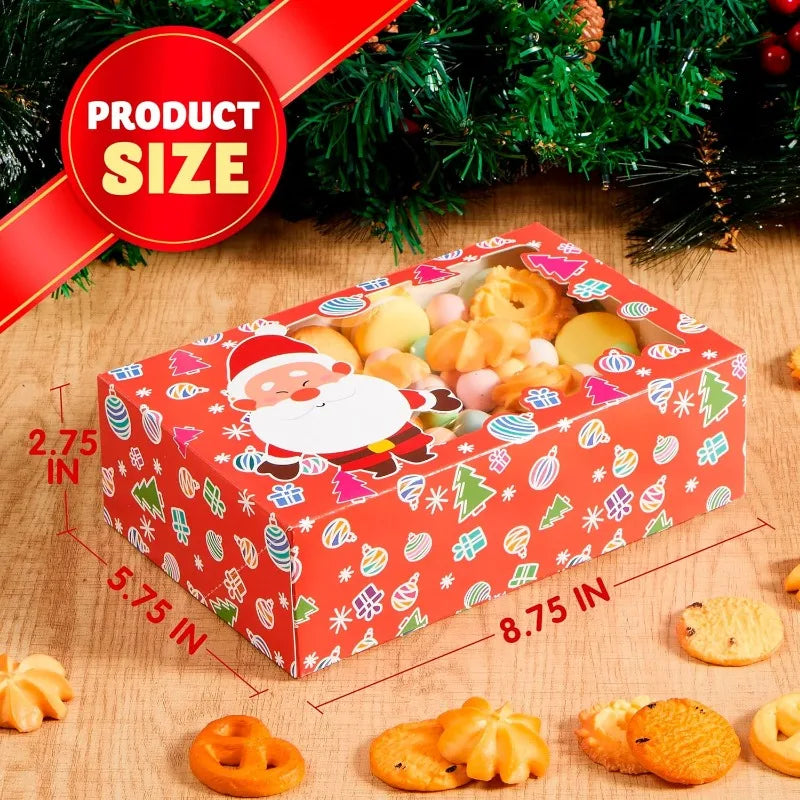 Joyfy Christmas Foil Treat Gift Boxes With Window For Cookies