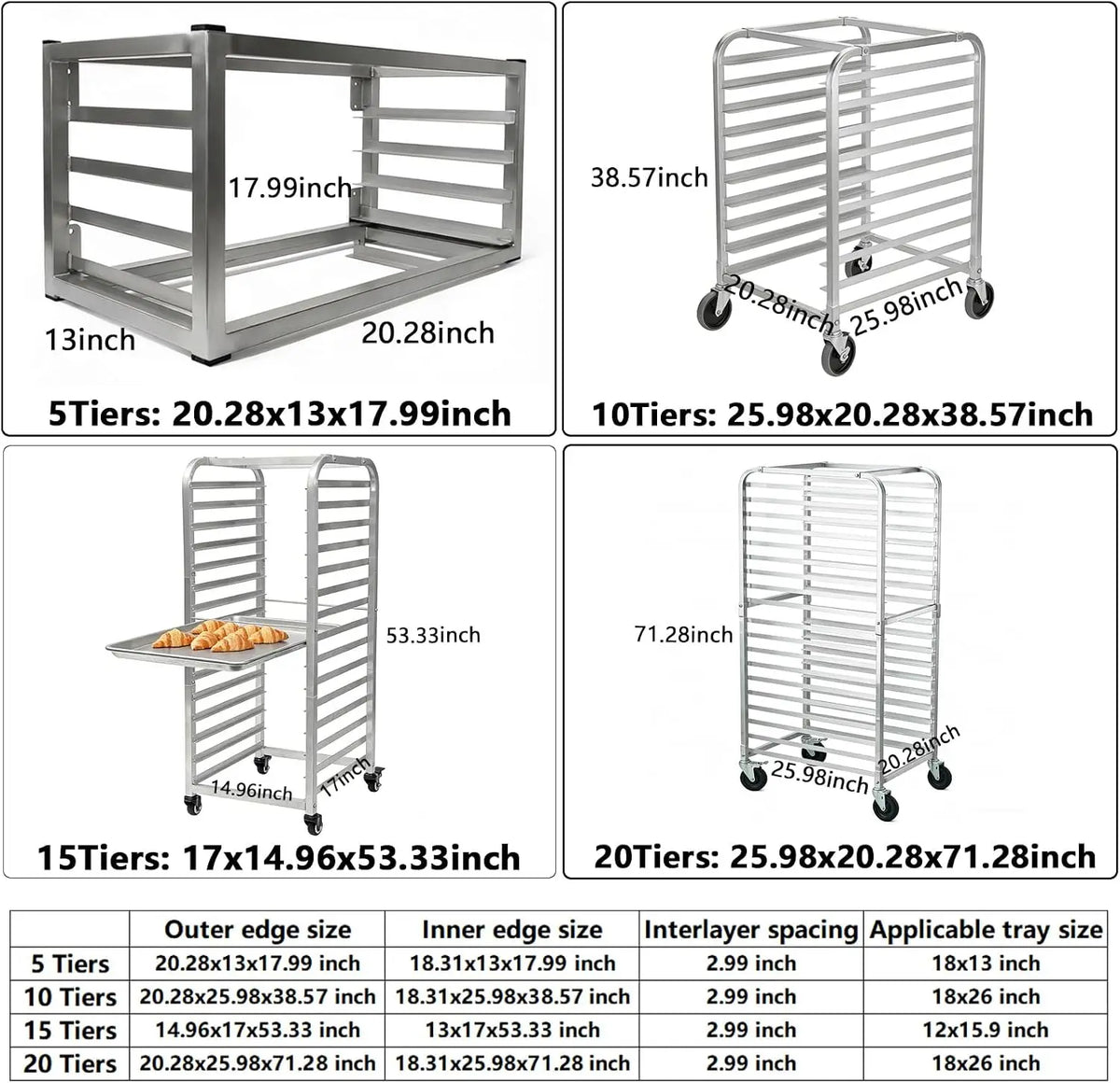 Garvee 20 Tier Aluminum Bun Pan Rack for Bakery Storage