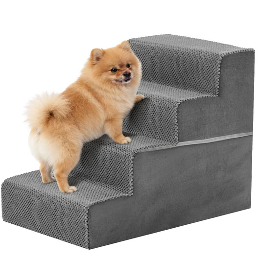 JHK Curved Foam Dog Stair Ramp With Non Slip Steps