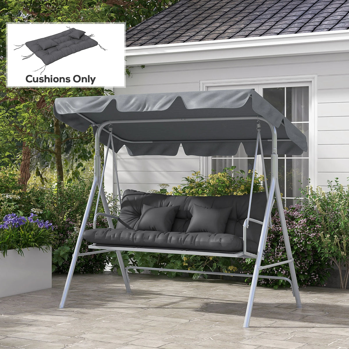 Outsunny Indoor Outdoor Chair Cushions With Back Support And Ties
