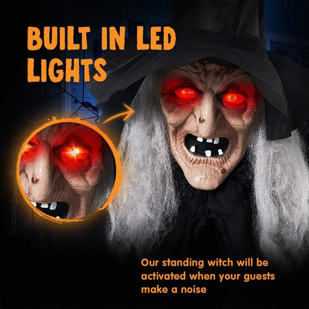 Joyfy Animated Witch Halloween Prop With Sound And Illuminated Eyes