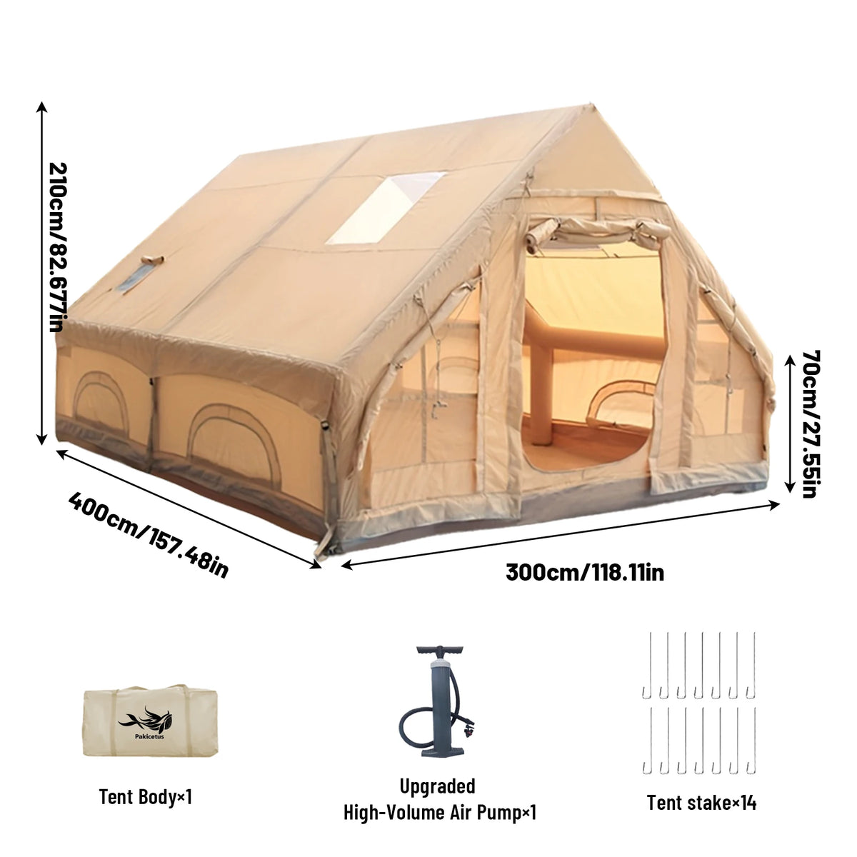 Pakicetus Inflatable Camping Tent With Skylight And Quick Setup