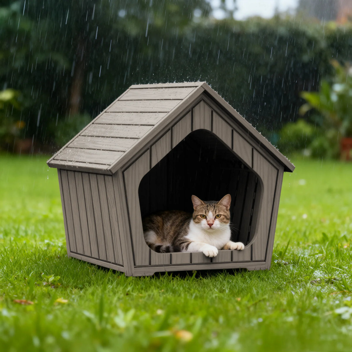 Waterproof Gable Roof Outdoor Dog House With Ventilated Plastic Shelter