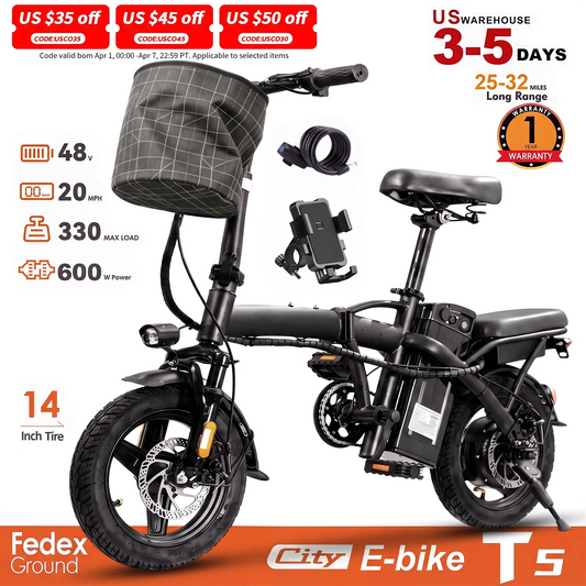 HEZZO T5 Foldable Electric Bike 750W Peak Motor Long Range