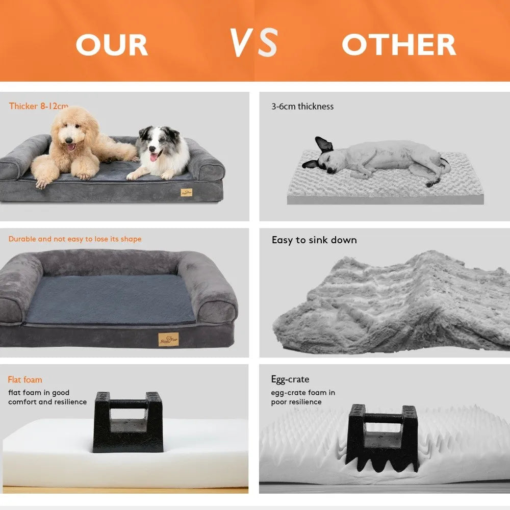 Borwart Orthopedic Memory Foam Dog Bed With Waterproof Cover