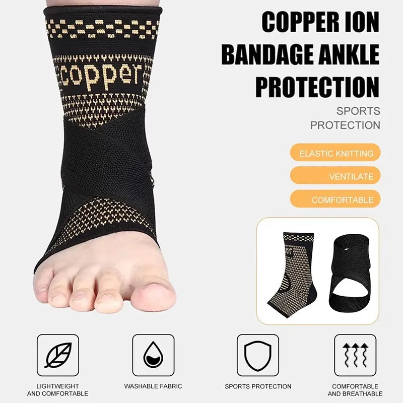 Copper Infused Compression Ankle Support Sleeve for Sports Recovery