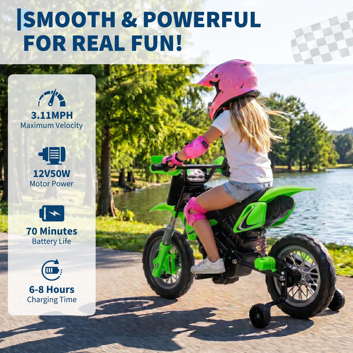 HiMISS Kids Electric Motorcycle Ride On Toy With Training Wheels