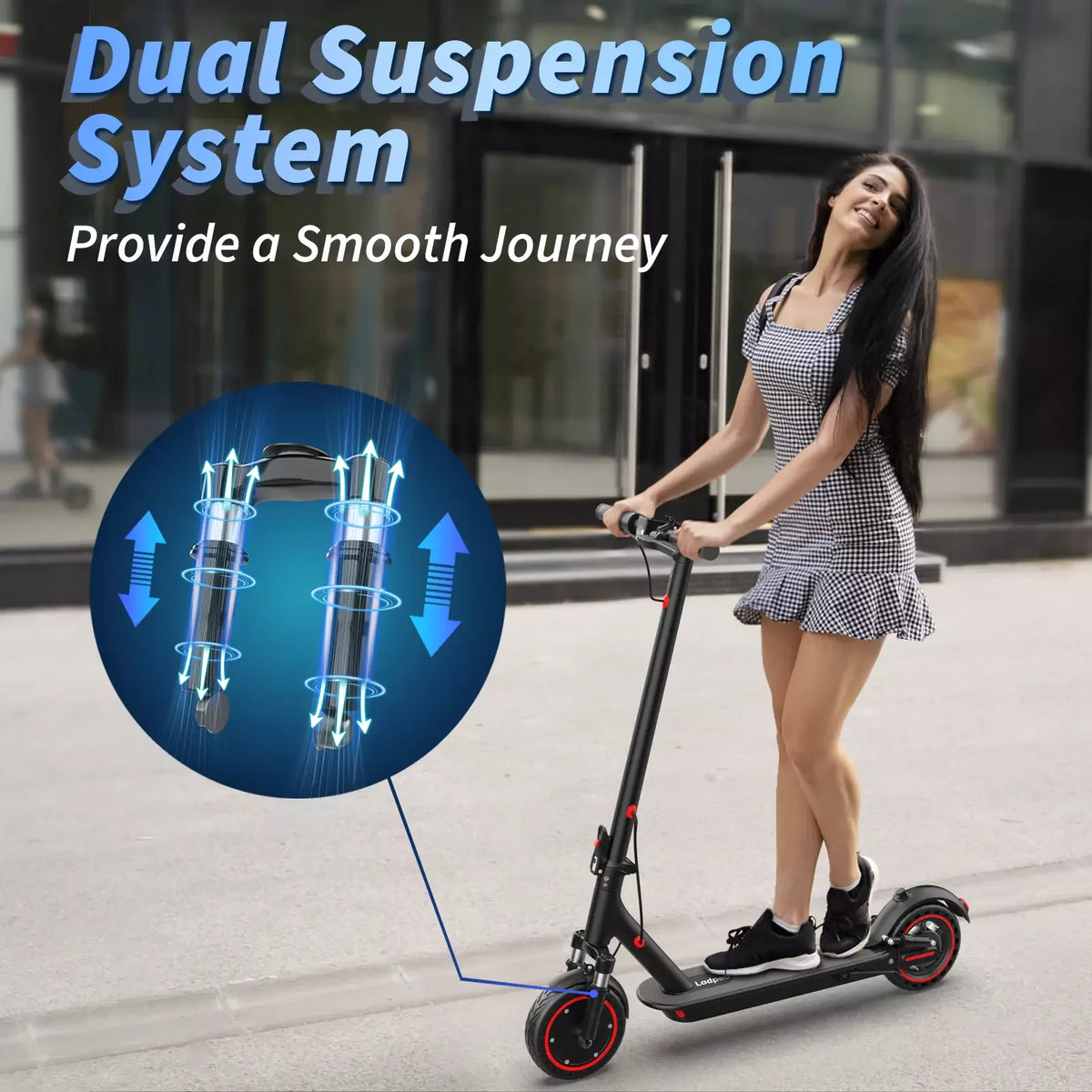 Ladped 350W Electric Scooter With Smart App And Dual Suspension
