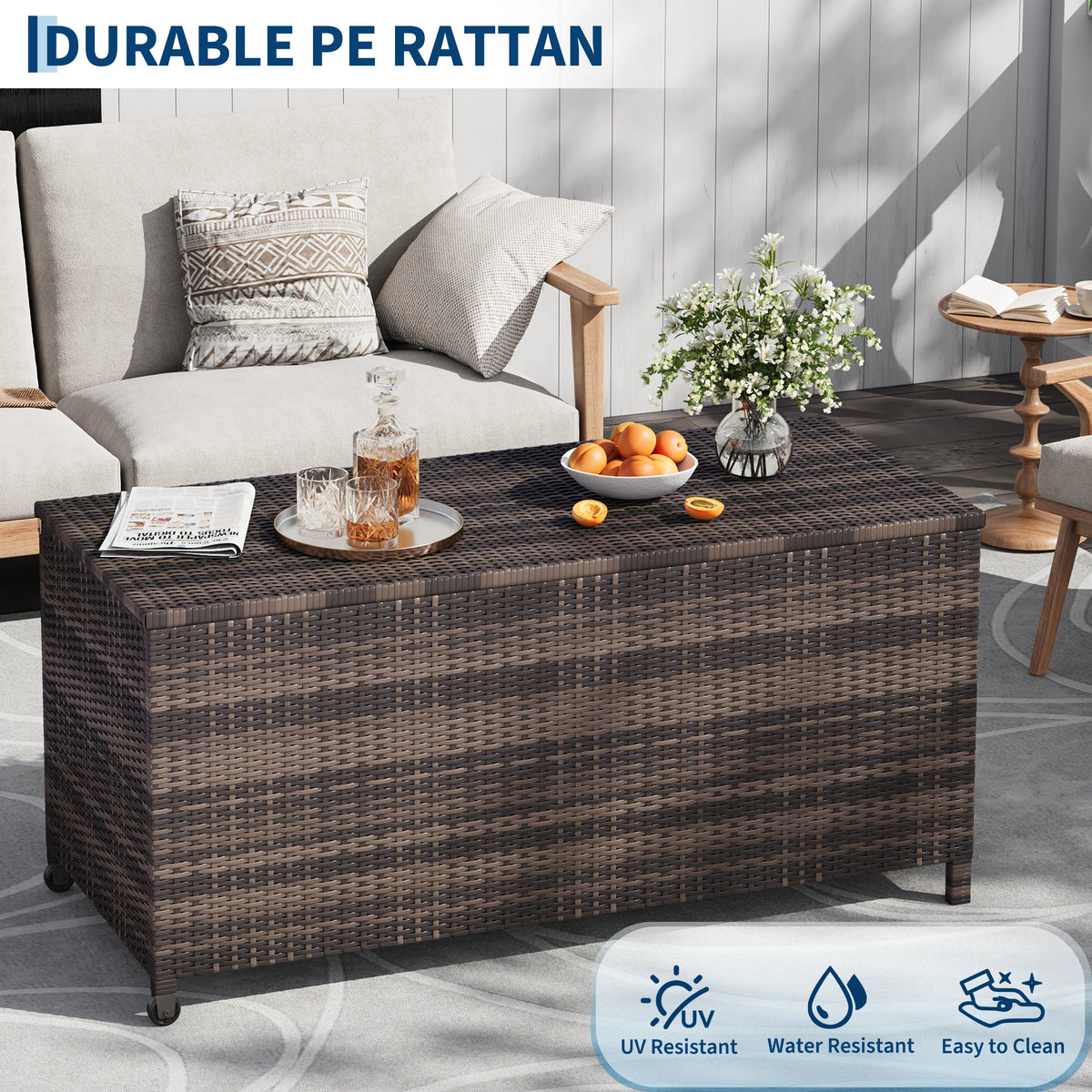 HiMISS Waterproof Outdoor Storage Chest With Wheels And Handles