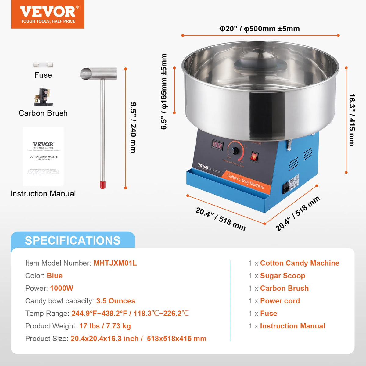 SucceBuy Commercial Electric Cotton Candy Maker With Steel Bowl