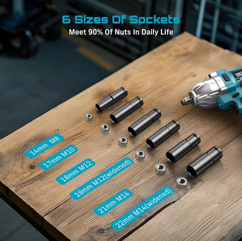 Seesii Cordless Brushless Impact Wrench Drill Driver Kit