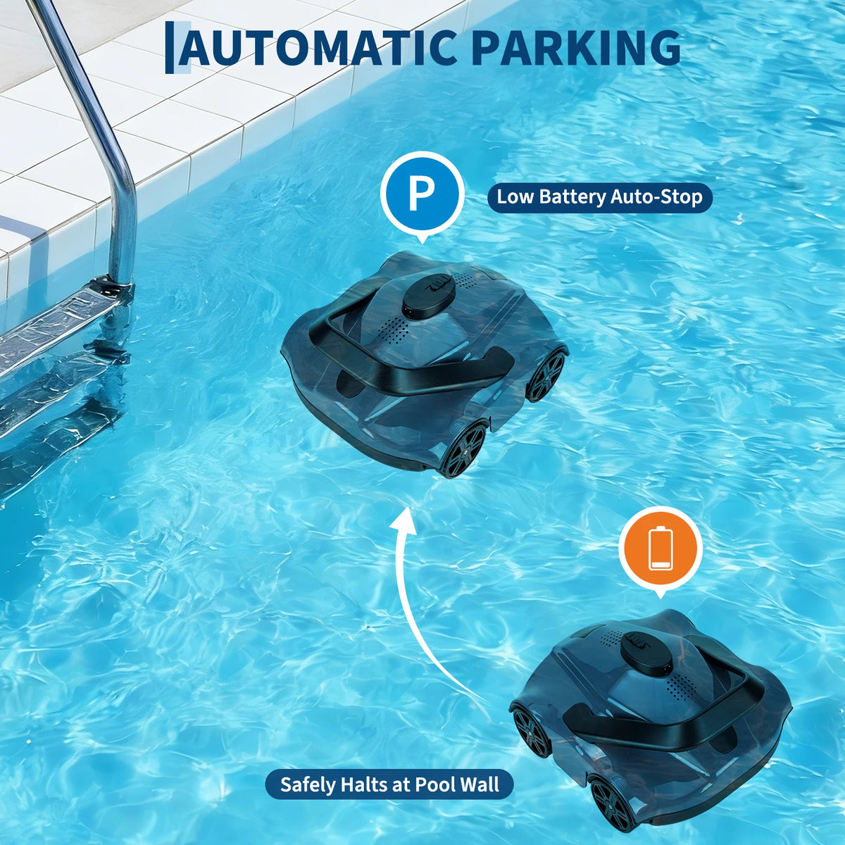 Cordless Robotic Pool Cleaner With Self Parking And Efficient Filtration