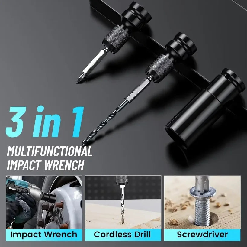 Seesii Cordless Brushless Impact Wrench Drill Driver Kit