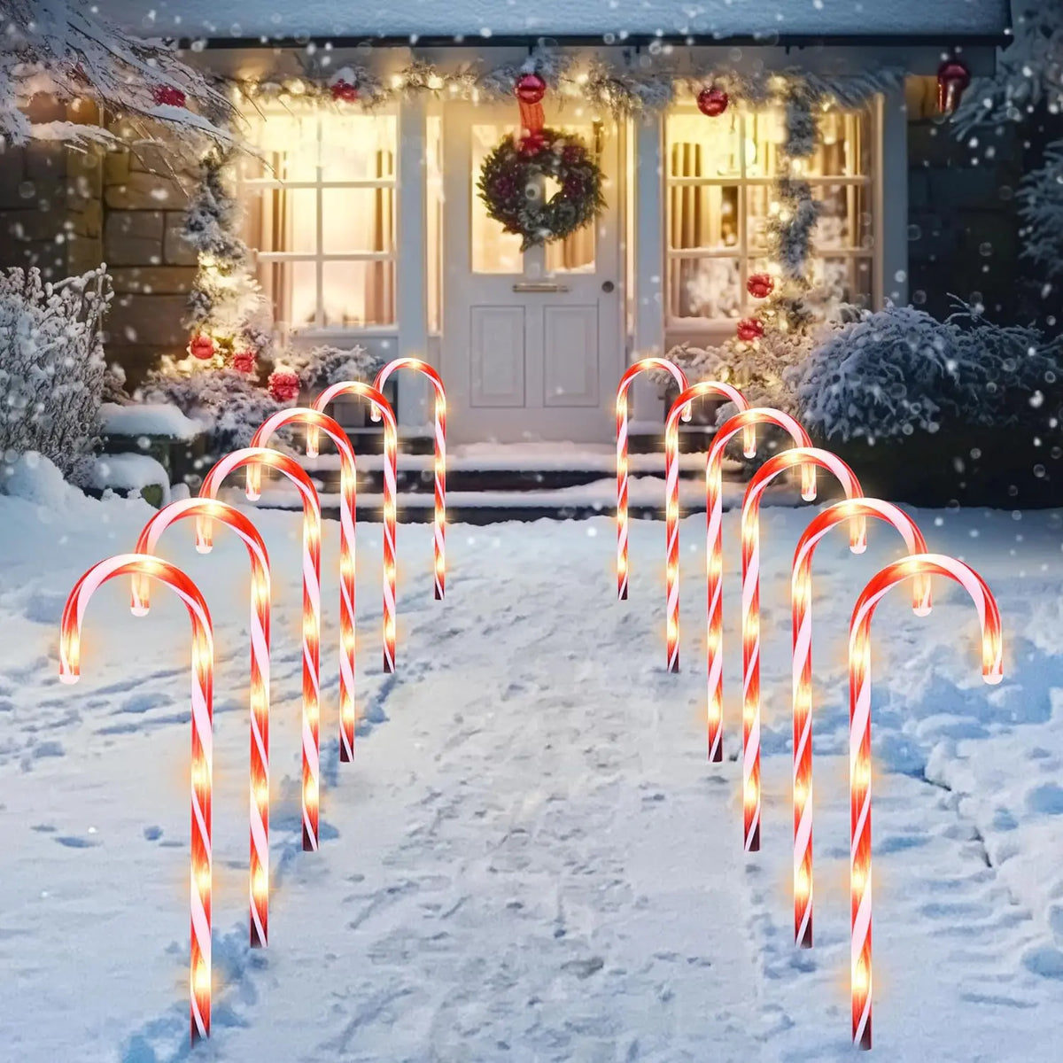 Joyfy Prelit Candy Cane Pathway Marker Lights for Christmas Decorations