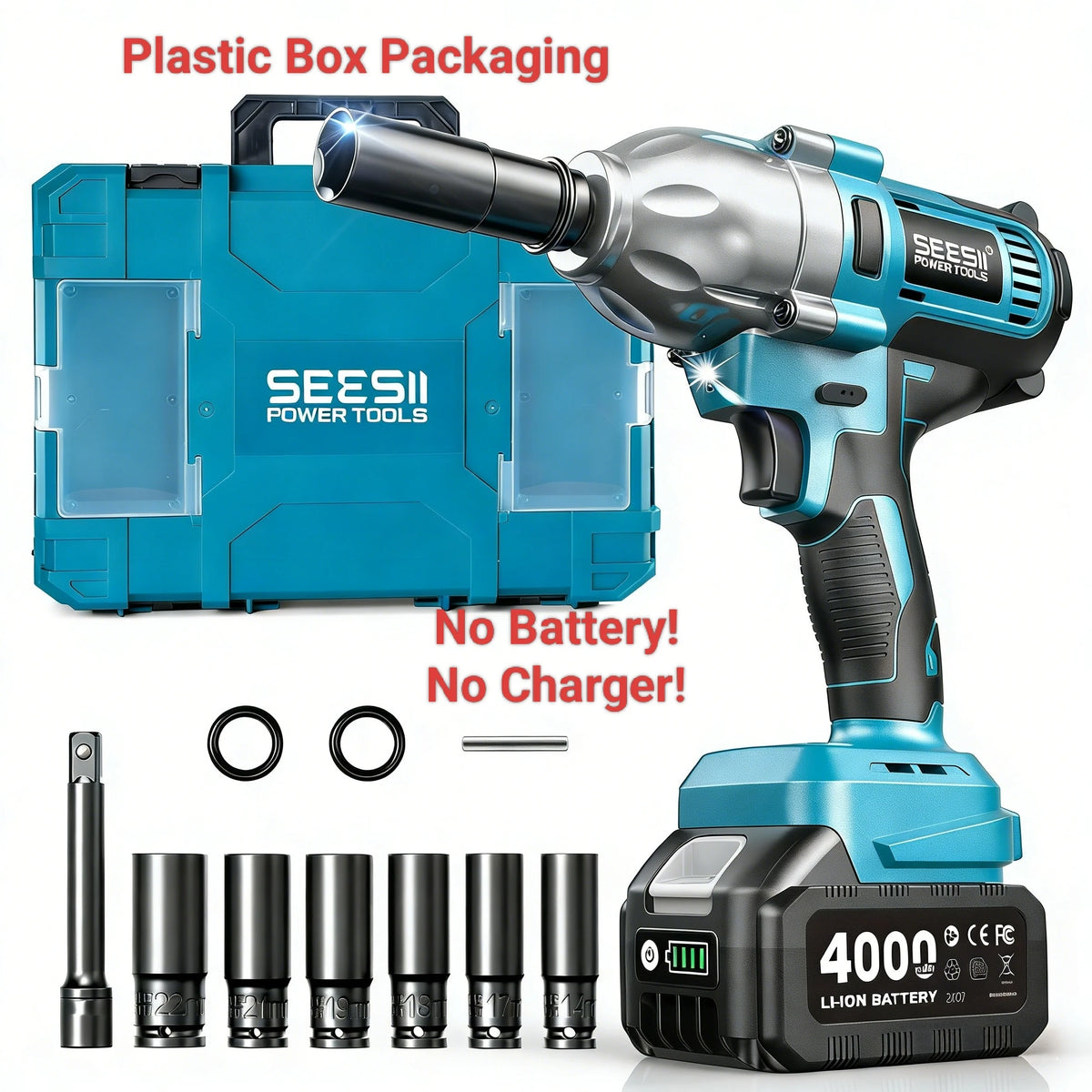 Seesii Brushless Cordless Impact Wrench With LED Light Kit