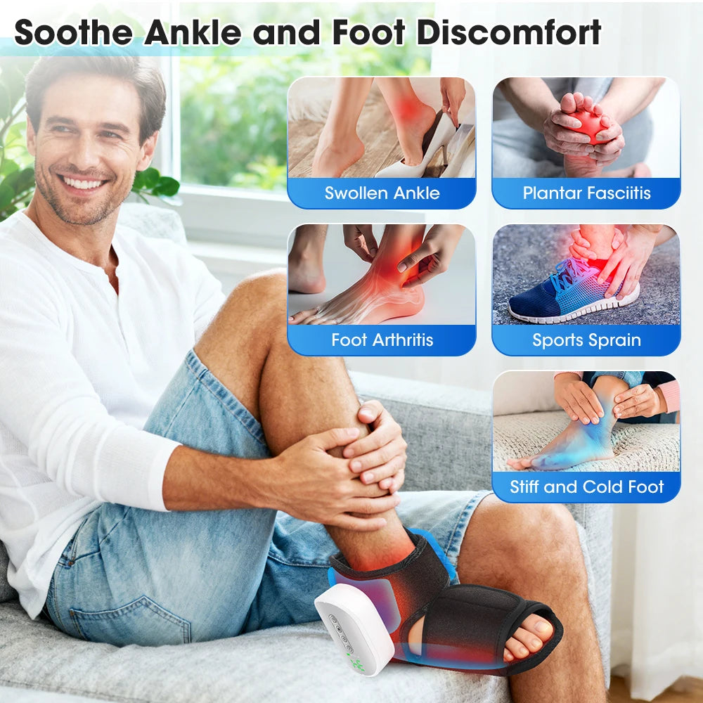 Hailicare Heated Ankle Foot Massager With Air Compression And Heat