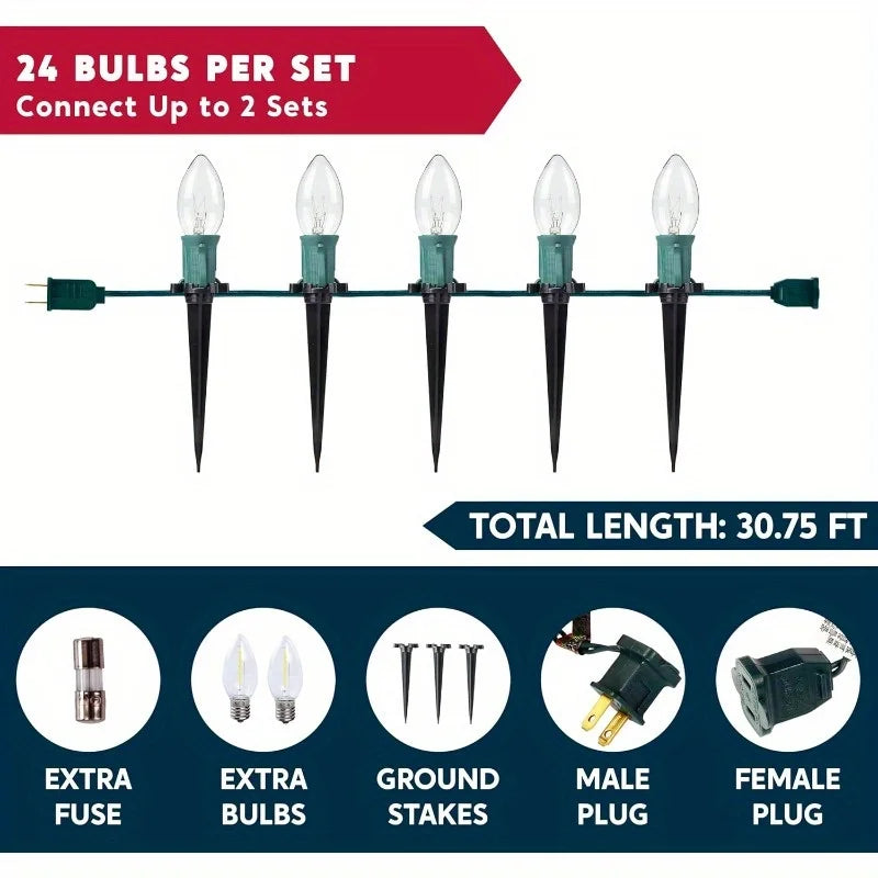Joyfy Christmas C9 Pathway Lights for Outdoor Holiday Decor