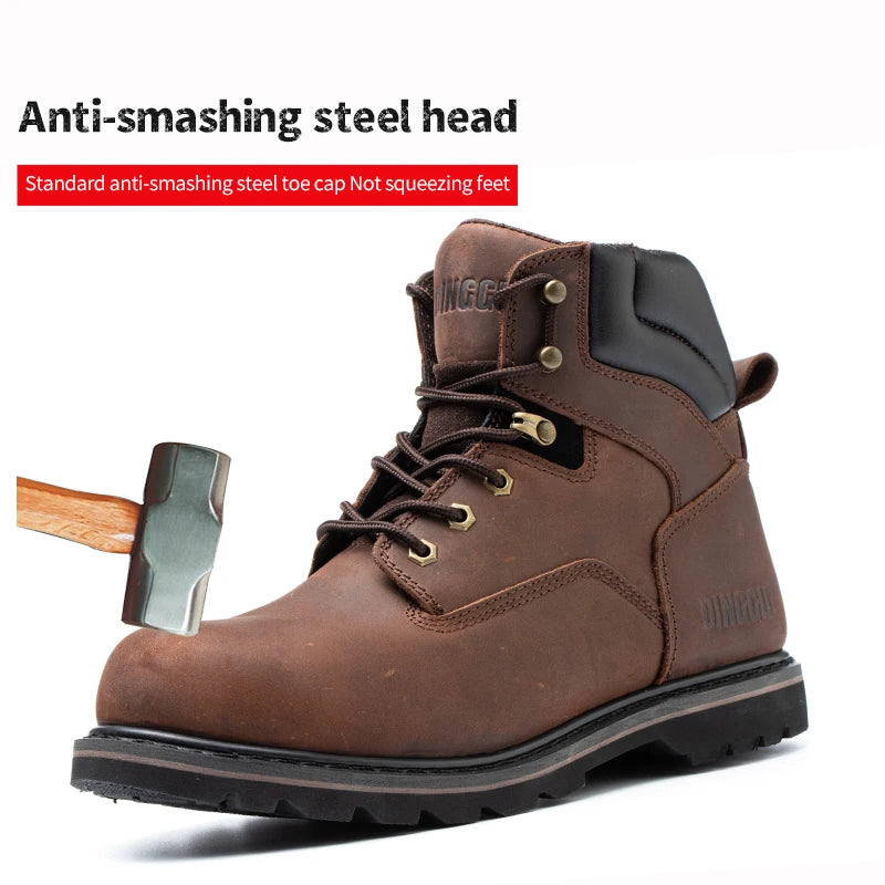 Steel Toe Safety Work Boots With Puncture Resistant Protection