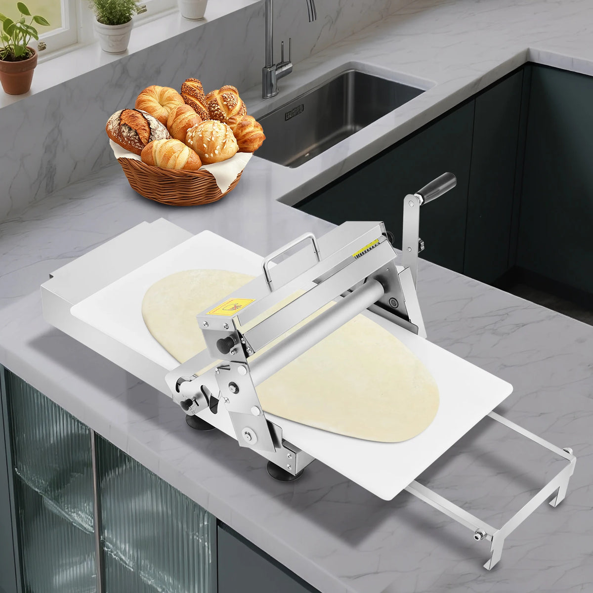 Manual Stainless Steel Dough Sheeter With Adjustable Thickness