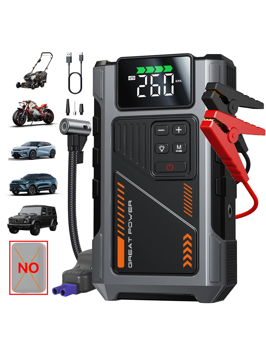 Geeneu Car Jump Starter With Air Compressor And Tire Inflator