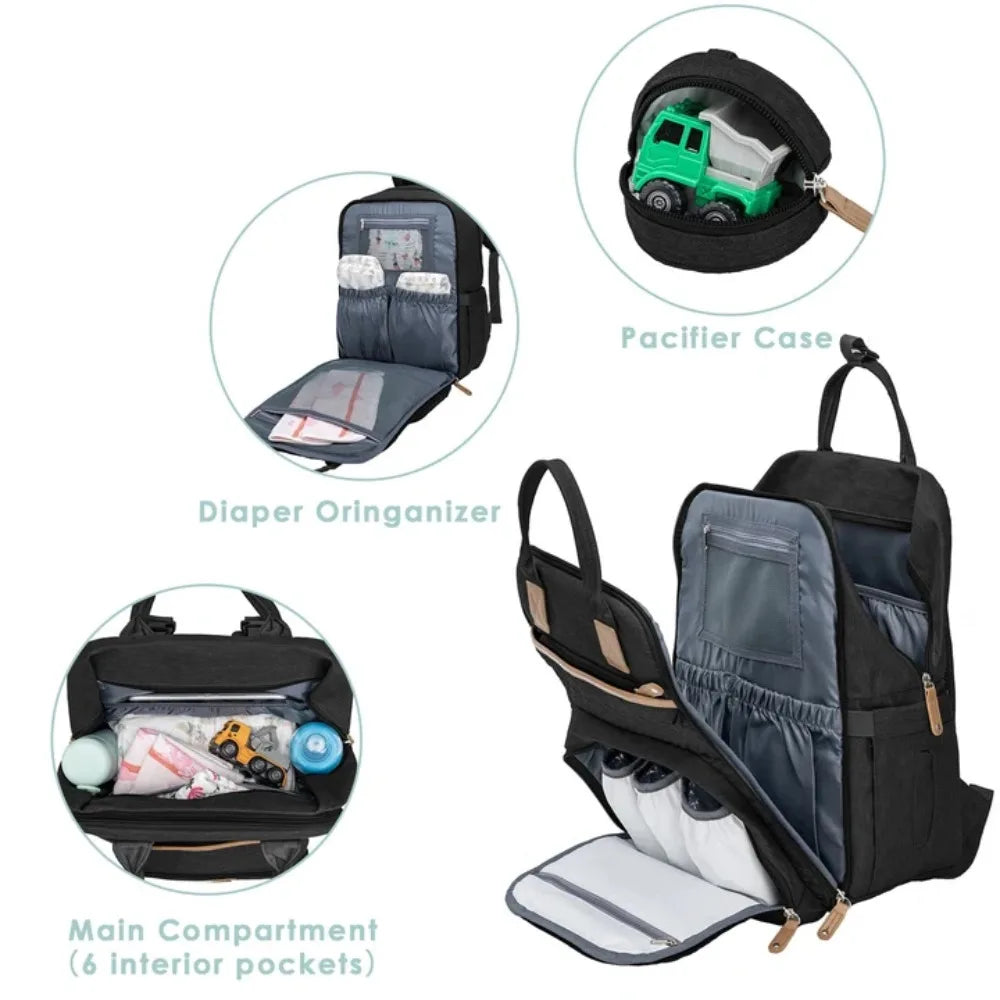 Kabaqoo Quilted Diaper Backpack With Changing Pad And Pacifier Case