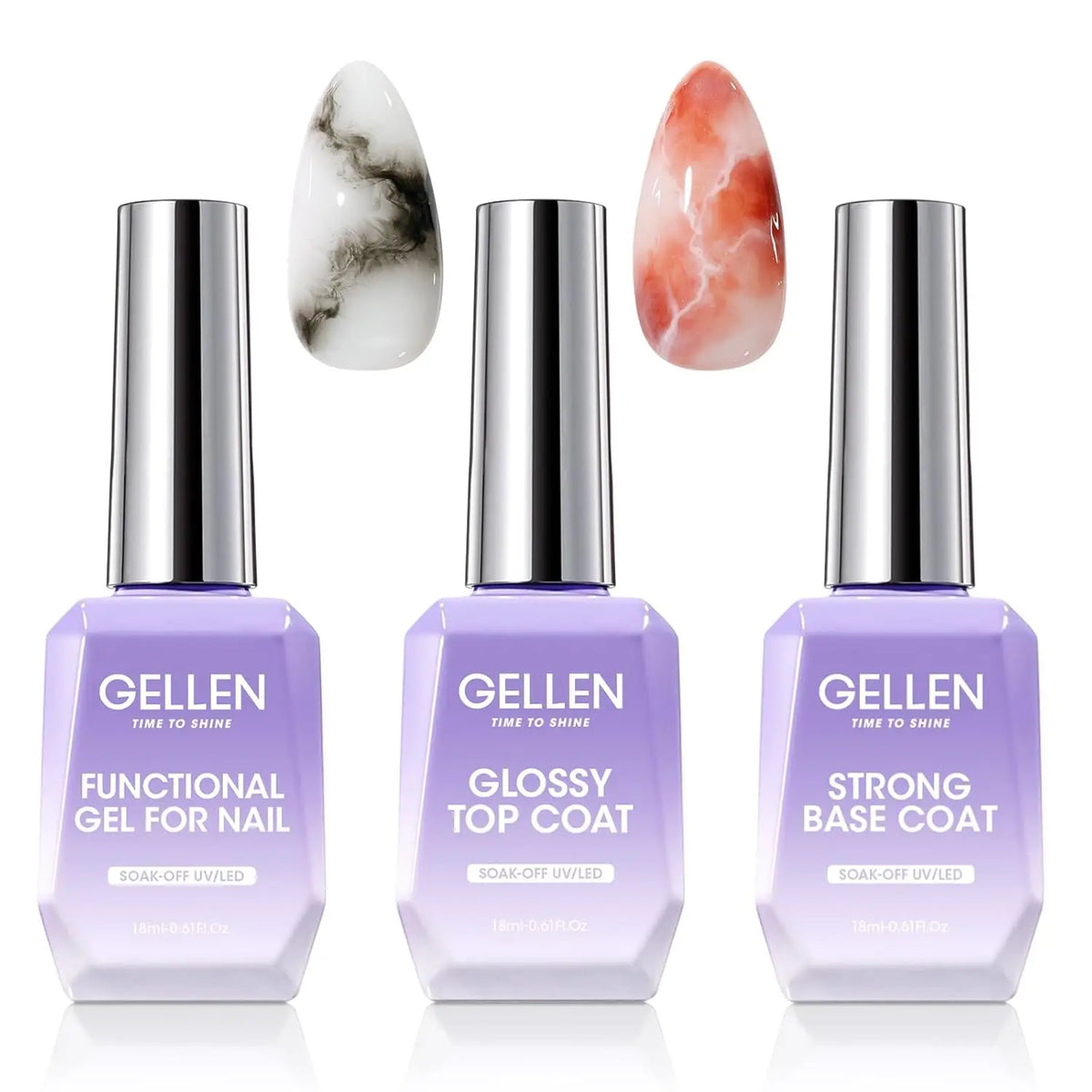 Gellen Gel Polish Base Coat And No Wipe Topcoat Duo