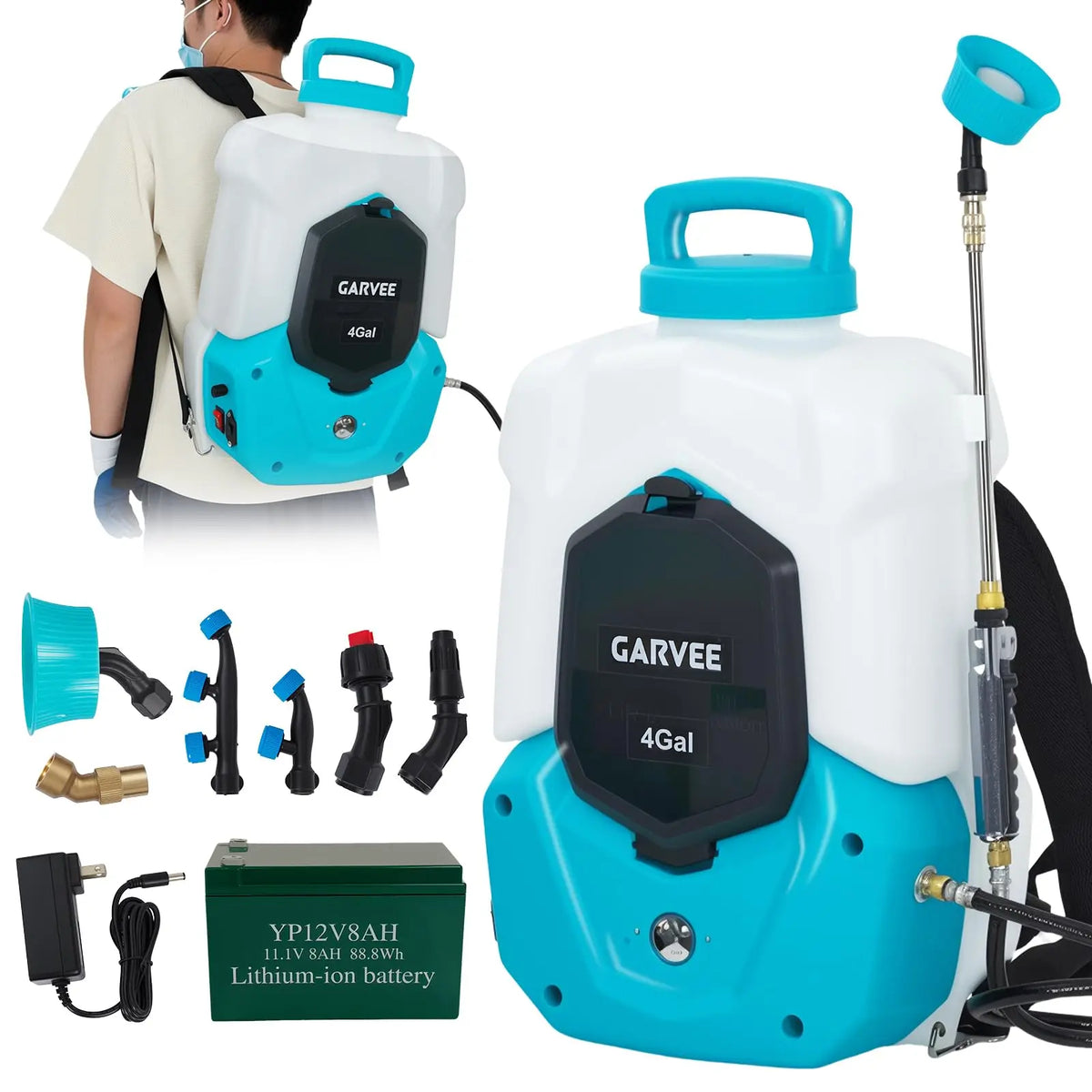 HiMISS Battery Powered Backpack Sprayer With Adjustable Pressure
