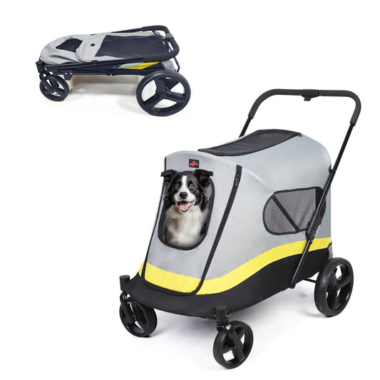BingoPaw Foldable Dog Stroller With Rainproof Cover And Durable Wheels