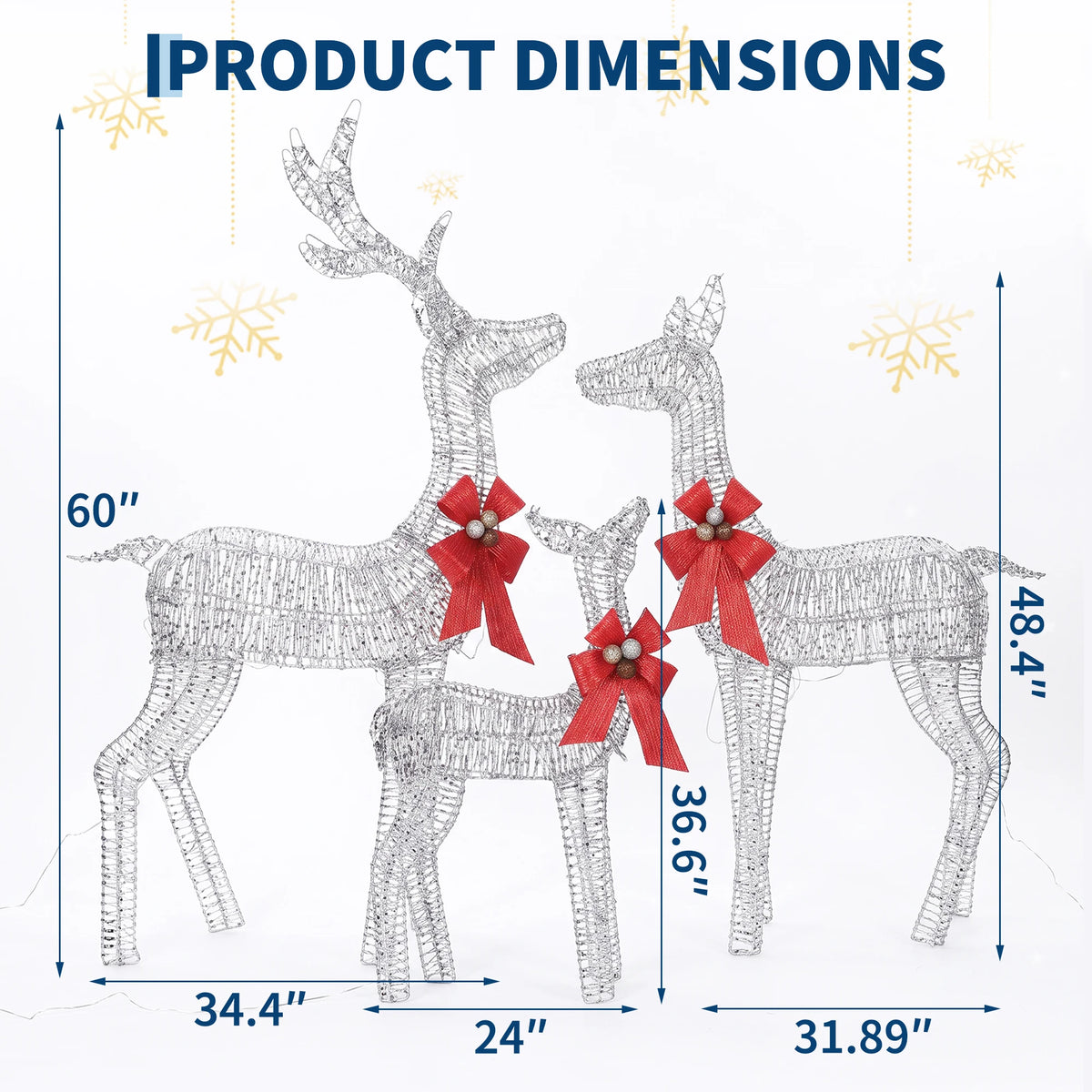 Lighted Christmas Reindeer Family Outdoor LED Holiday Yard Decoration