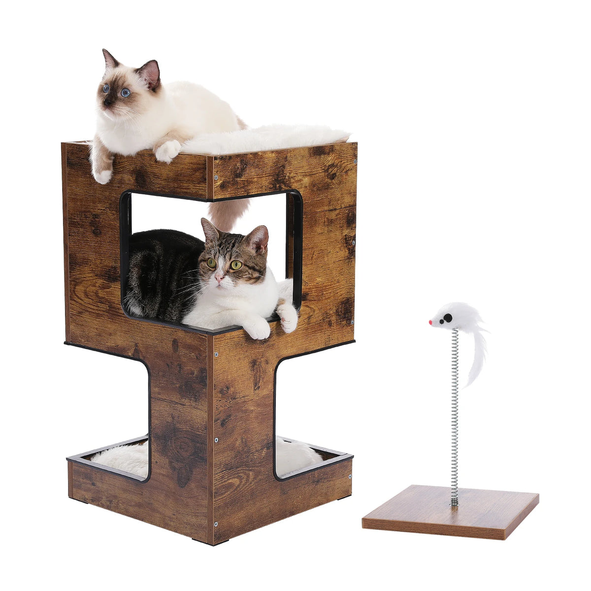 PAWZ Road Wooden Cat Condo With Scratching Pad And Bed
