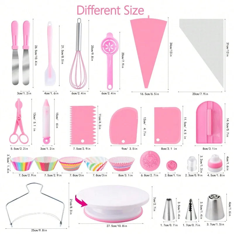 Cake Decorating Kit With Pastry Bags And Rotating Turntable Set